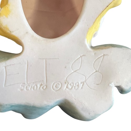 Set 3 Ornamenti Decorazione Parete Ceramica Cherubino Scioto 1987 Dipinti a Mano - Foto 8 di 13
