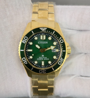 Citizen Promaster BN0262-59W Eco-Drive Diver 200M Green Dial 41mm New Mens Watch