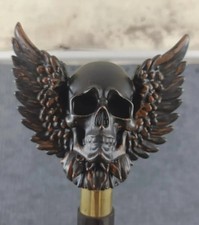 Handmade Gothic Skull Wing Walking Cane Handle Only, Vintage Style Knob Gift
