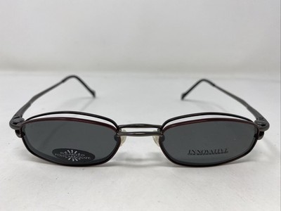 Innovative IMF328 Gunmetal/Wine 48-19-140 Eyeglasses Frame w/ Clip-on S144