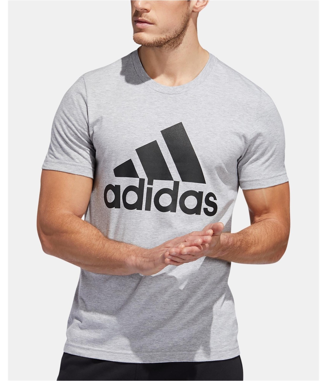Мужская базовая футболка Adidas с графическим логотипом BOS серый черный XL 2890₽
