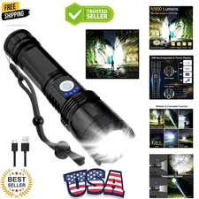 990000 Lumens Rechargeable LED Flashlight - Waterproof & 5 Modes for Outdoors
