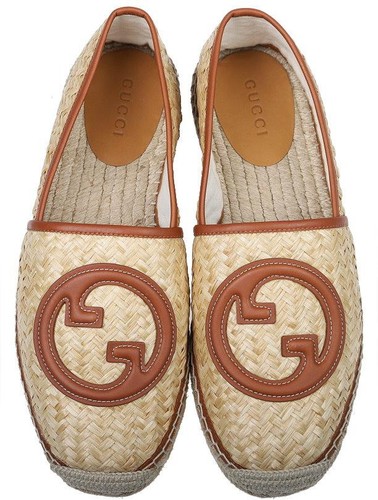 NEW GUCCI MEN INTERLOCKING G CANVAS LEATHER ESPADRILLE LOAFER SHOES 12/ US 12.5 - Picture 5 of 7