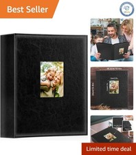 Black Leather Photo Album for 400 Vertical 4x6 Pictures - Classic Style