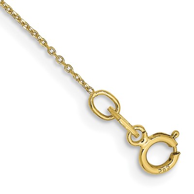 10K Yellow Gold .6mm D/C Round Open Link Cable Chain Bracelet Anklet 9 Inch