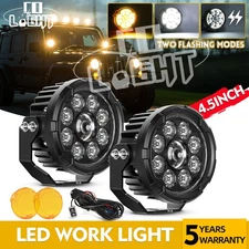 Colight 2pcs 4.5inch LED Work Light Amber White Spot Pods Offroad Driving Lights