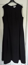 The White Company Black Midi Dress UK 16 Sleeveless A-Line Stretch White Label