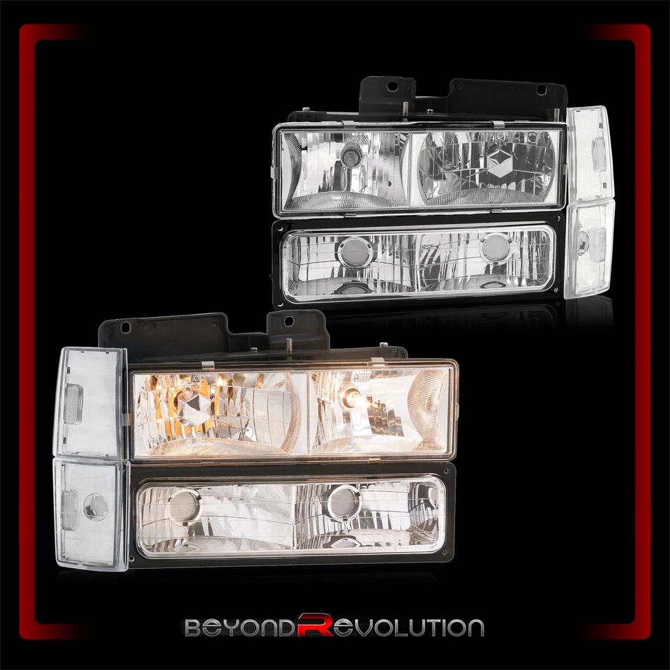 Lámpara de cabeza transparente para 1988-1993 C10 C1500 C2500 K1500 K2500 + luces de esquina de parachoques Foto 2 de 4