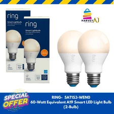 Ring 5AT1S3-WEN0 60W Equivalent A19 Smart LED Light Bulb (2-Bulb)