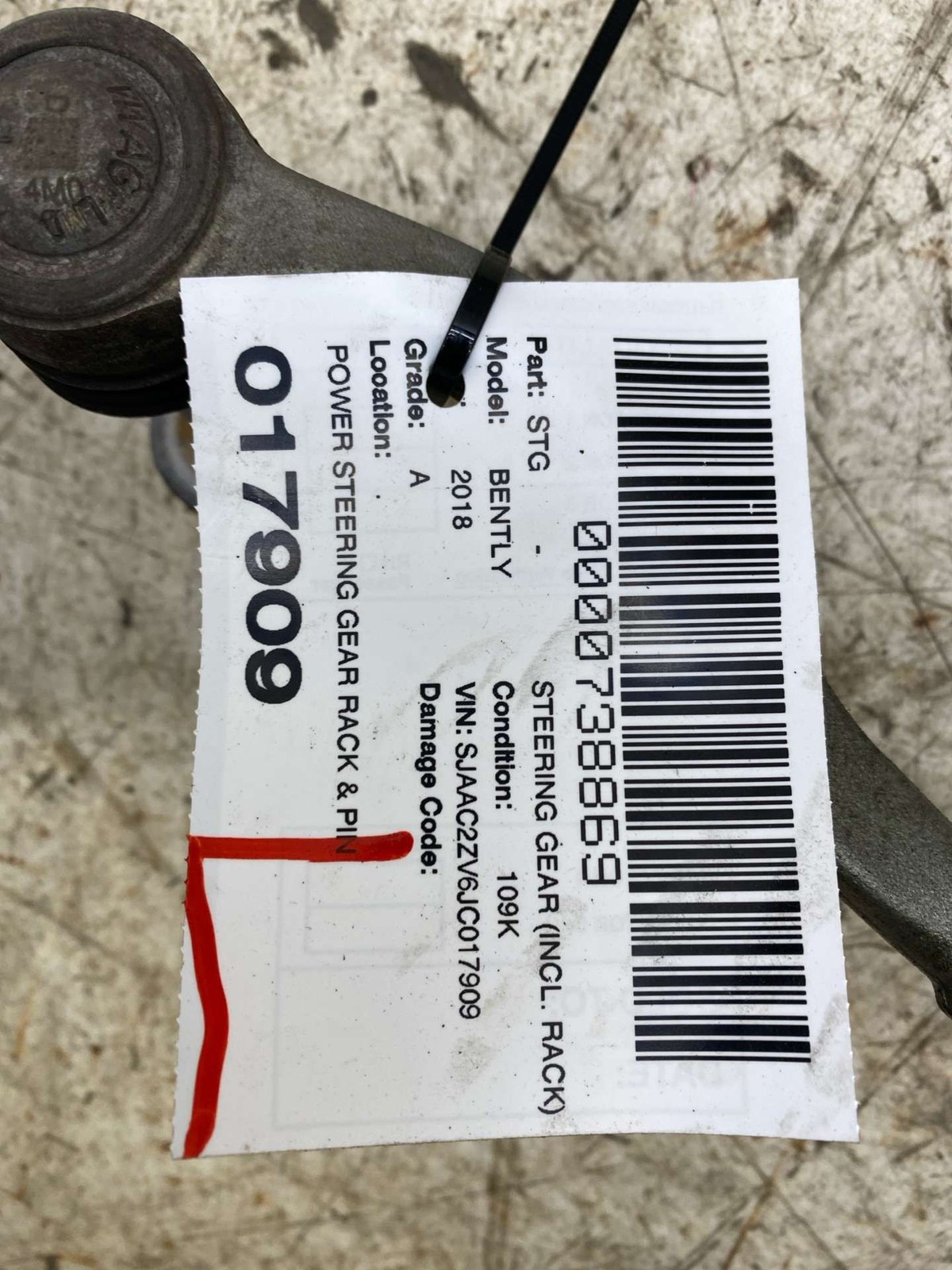2015-2020 BENTLEY BENTAYGA POWER STEERING GEAR RACK & PINION *109K* 4N1423053