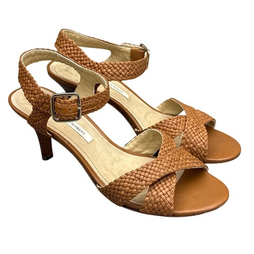 Diane von Furstenberg braune geflochtene Damen-Pumps mit Knöchelriemen Absatz 8,5