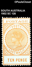 SOUTH AUSTRALIA 1902 SC 126 QUEEN VICTORIA 10p ORANGE BUFF MHR FINE/VERY FINE