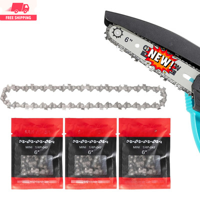 Cadenas y hojas para motosierra de 6 pulgadas (4 unidades): paso LP de 1/4'', cal