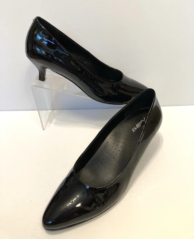Zapatos Trotters Talla 10.5M Negro Charol Negocios Informales Sin Cordones Foto 2 de 4