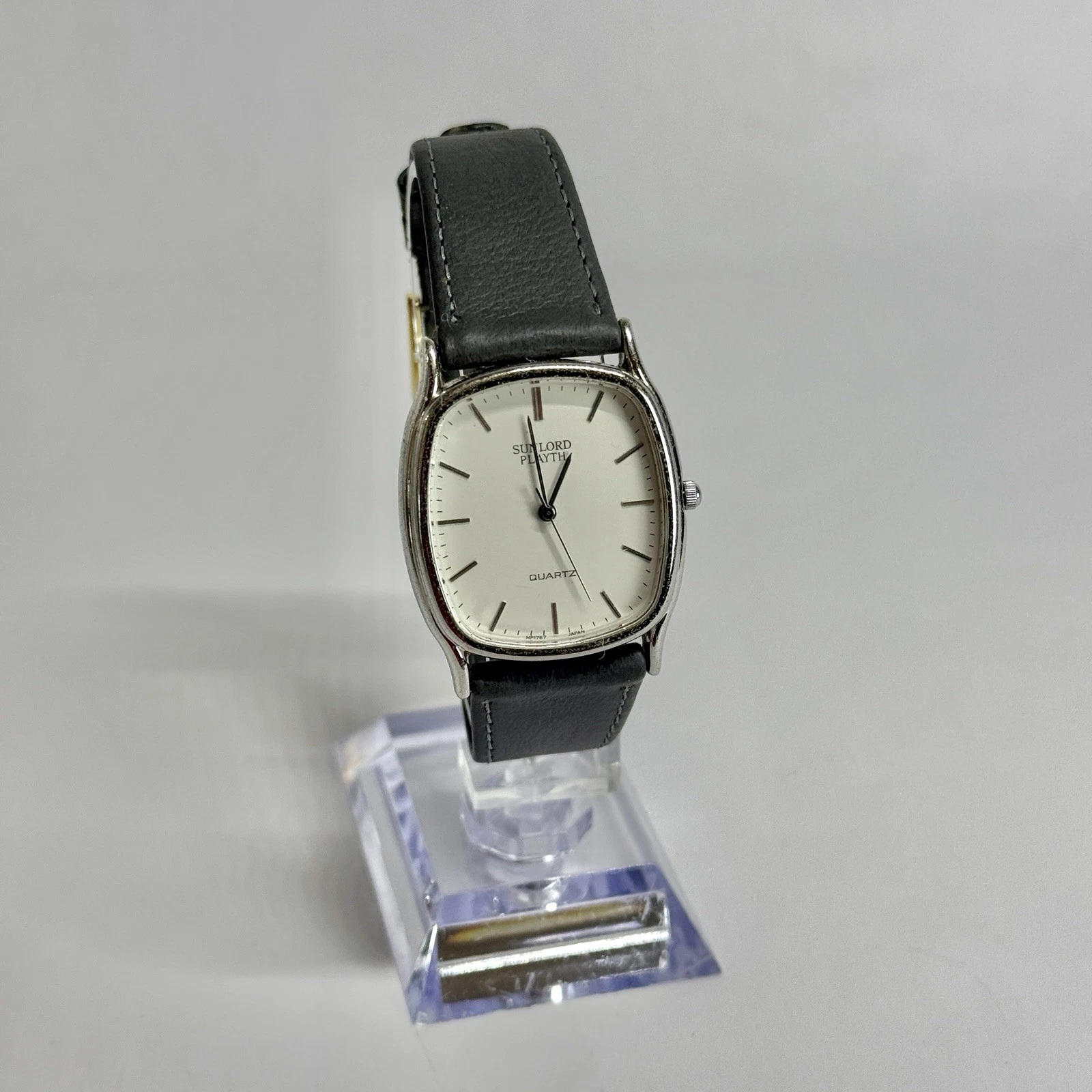 SUNLORD Playth MP1767 Tank Silver Tone Quartz Men Vintage Watch W456 *WORKING