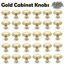 30Pack Gold Kitchen Cabinet Knobs Round Drawer Pulls Stainless Steel Handles US