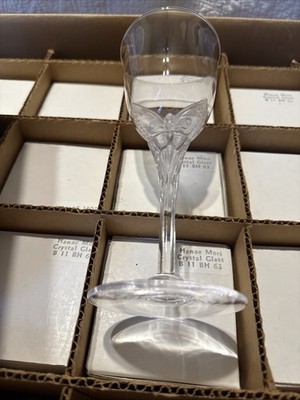 Vintage Franklin Mint  Hanse Mori Butterfly Crystal Wine Glass  New  in Box