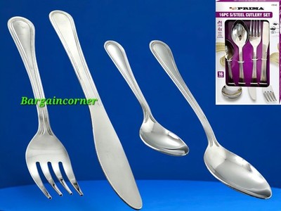 Besteck Set Edelstahl 16 Teile Gabeln Messer Löffel Teelöffel Mittagessen Dinner Set