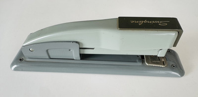 Vintage Swingline Model 27 Heavy-Duty Metal Stapler, Gray n Light Green, works!