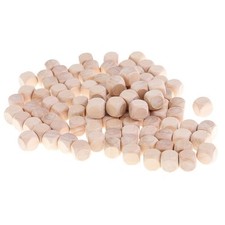 100 Pieces Wooden Blank Six Sided Dices DIY for Board Games Props