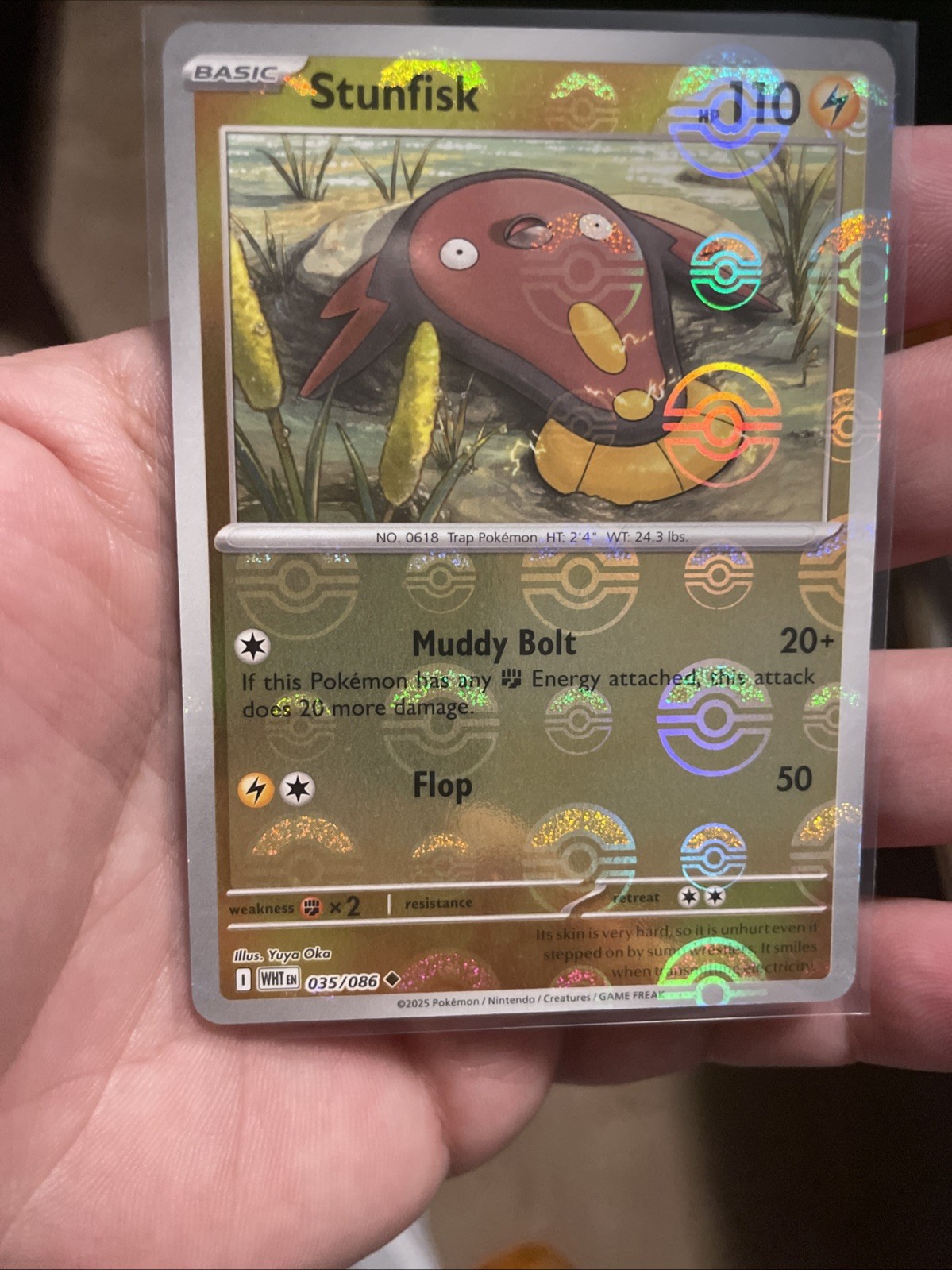 Stunfisk 035/086 White Flare Pokeball Pattern Near Mint +Bonus FREE SHIPPING!