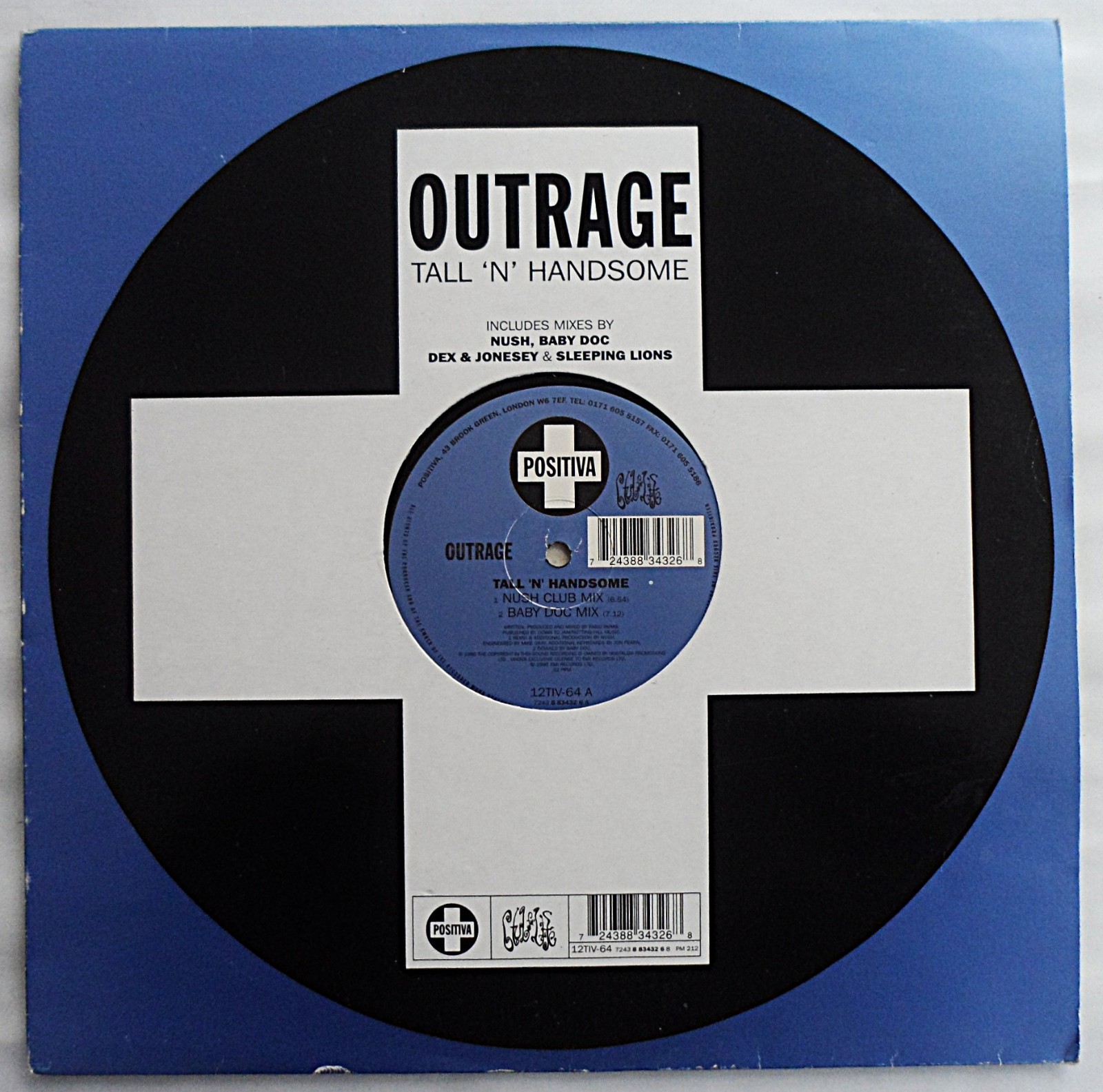 OUTRAGE - TALL 'N' HANDSOME 12"" VINYL 1996 POSITIVA 12TIV64 *VG/G+*