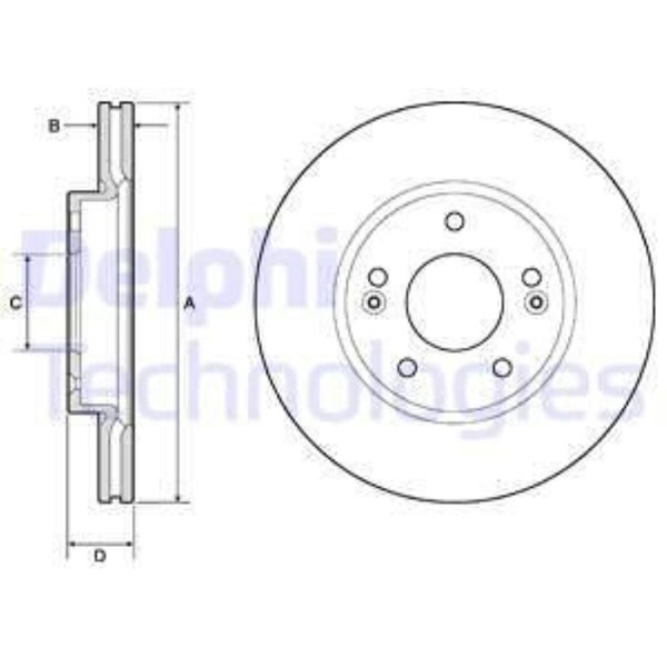 Delphi 2X Bremsscheibe Vorne Ø280 Mm BelüFtet FüR Hyundai I30 GD 1.4 1.6 Crdi-image