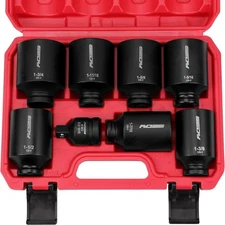 SAE Deep Impact Socket Set 8-Piece 1/2-inch Drive Wheel Axle Nut Wrench Large 