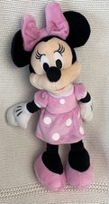 Disney Minnie Mouse Plush Pink Polka Dot Dress Bow Stuffed Animal Doll Toy