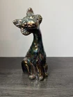 Fenton 11”  Iridescent Winking Alley Cat Carnival Glass Statue