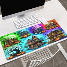 40 90cm Spooky Halloween Mouse Pad - Large XXL Non-Slip Rubber Base, Multi-Funct