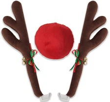 OxGord Reindeer Antlers & Nose - Christmas Decorations for  Cars, Trucks, SUV