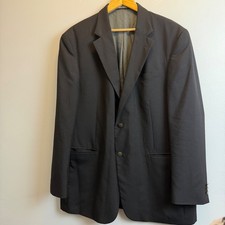 Oscar de la Renta Mens 46L Black 100 Wool 2-Button Blazer Sport Coat Jacket