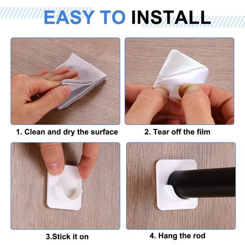 Paquete de 2 soportes adhesivos para varillas de ducha de 0,87 pulgadas, transparentes (varilla no incluida) - Imagen 4 de 7