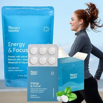 Natural Energy und Focus Mints Sugar Free NeuroGum with L-theanine Vitamin B12