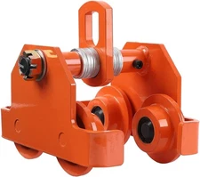 2T/4400LBS Dual Wheels Beam Trolley Adjustable I-Beam Width