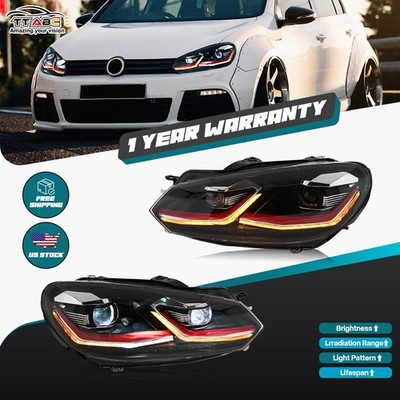 LED Head Lights For vw Volkswagen Golf6 MK6 GTI Halogen 2010-2014 Frontlamps L+R