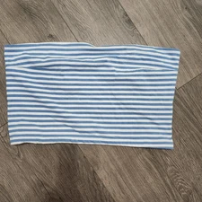 Arizona Jean Company Sky Blue and White Striped Tube Top Size XL