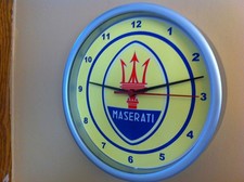 Maserati Motors Auto Garage Mechanic Man Cave Advertising Clock Sign