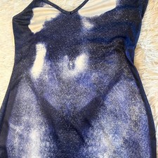 Sexy Women's Navy Blue Body Print Bodycon Dress