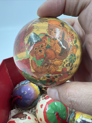 Vtg JC Penny Collectibles Paper Mache Christmas Ornaments w/ Teddy bears In box - Picture 5 of 10