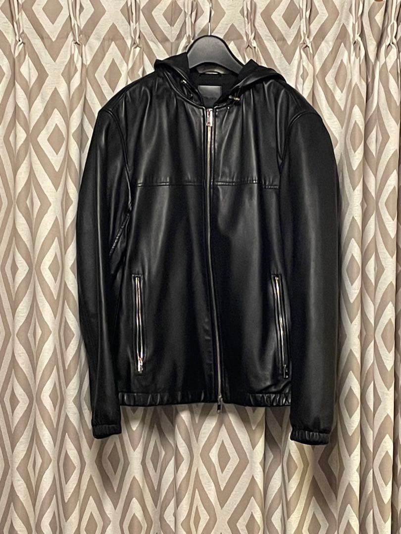 theory hooded black leather jacket Size M | eBay