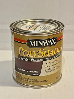 Minwax Polyshades, 1 Step Wood Stain + Polyurethane, Bombay Mahogony, 8 oz