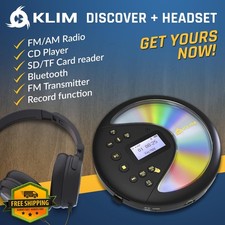 KLIM Portable CD Player Bluetooth SD Card FM Transmitter Black/Gold