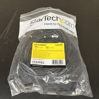 StarTech C6PATCH6BK10PK 6ft CAT6 Ethernet Cable 10 Pack - Black