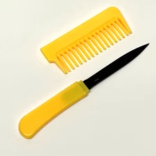 Comb Knife 6.5 in Overall Black Blade Self-Defense Tactical - Yellow