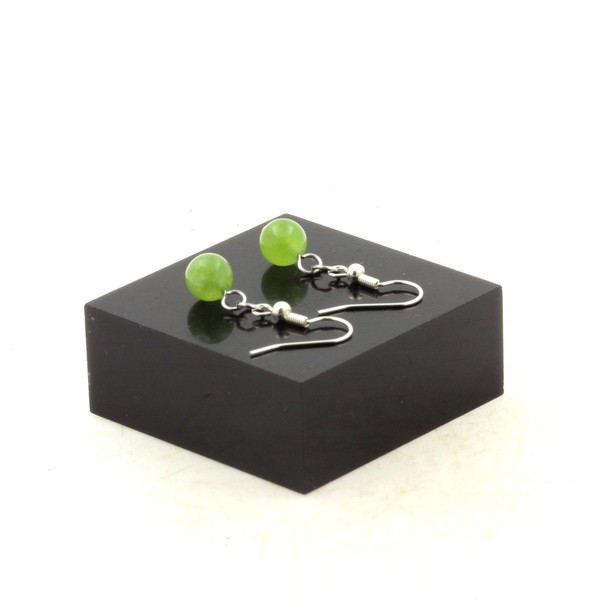Ohrringe 1 Perle Peridot 8 Mm Aus Edelstahl. Hergestellt In Frankreich.-image