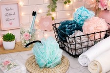 Bath Loofah Shower Pouf Pink. PureGardenBeauty