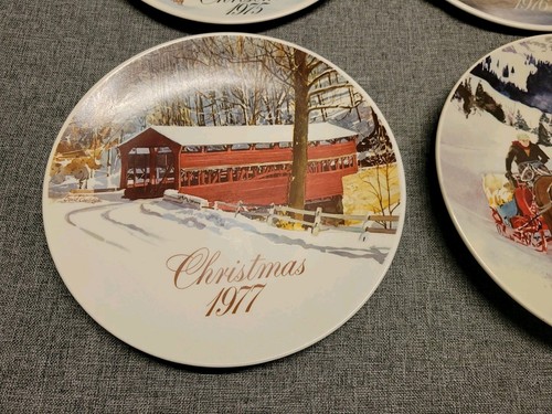 4 Vtg Smuckers Christmas Collector Plate Lot David Coolidge 1975-1978 - Picture 6 of 16
