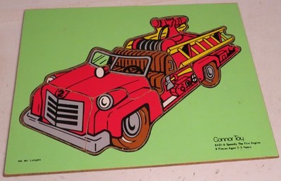 Vintage Connor Wooden Puzzle Toddler Speedy Fire Engine 8421-6 8 Pc Wood Tray
